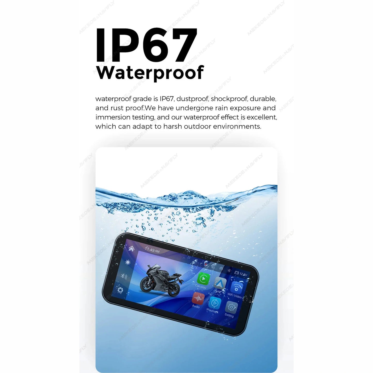 Portable 6.25 inch IP67 Waterproof Motorcycle GPS Navigation Wireless Carplay Android Auto DVR Drive Recorder Moto Monitor WIFI