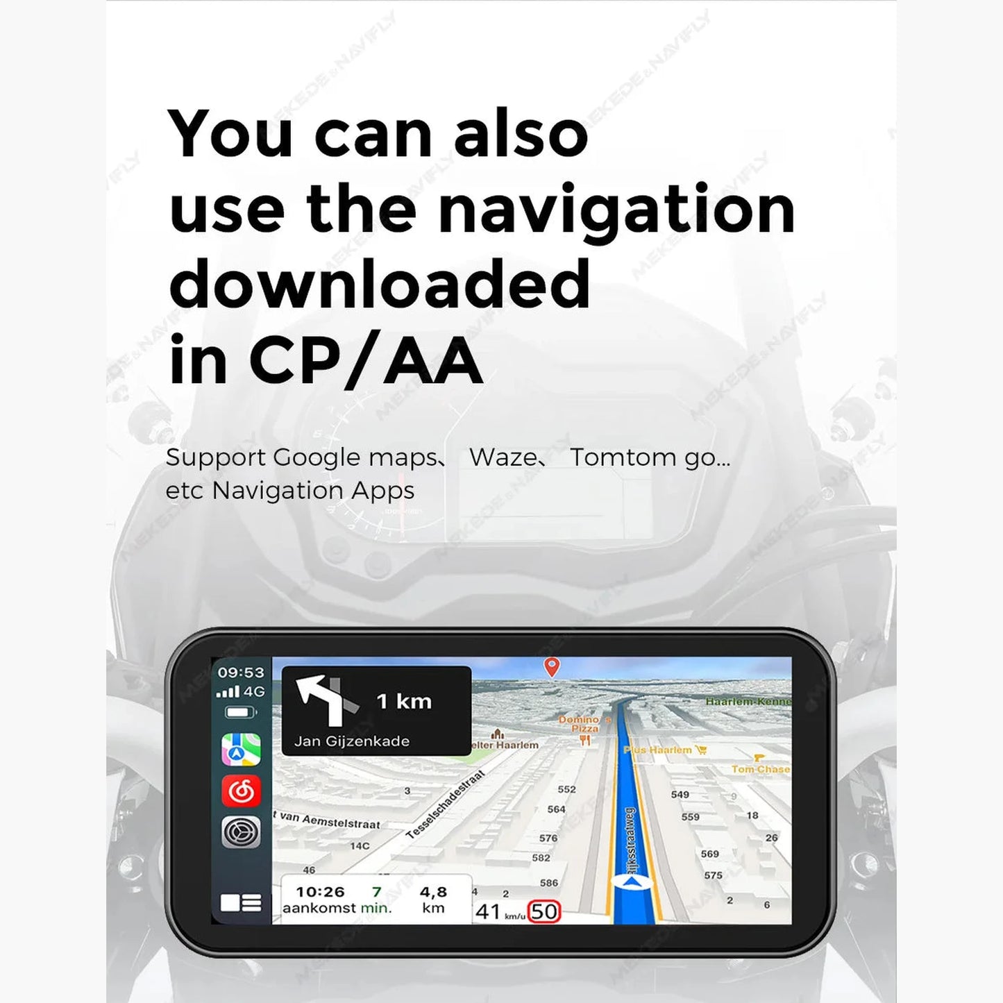Portable 6.25 inch IP67 Waterproof Motorcycle GPS Navigation Wireless Carplay Android Auto DVR Drive Recorder Moto Monitor WIFI