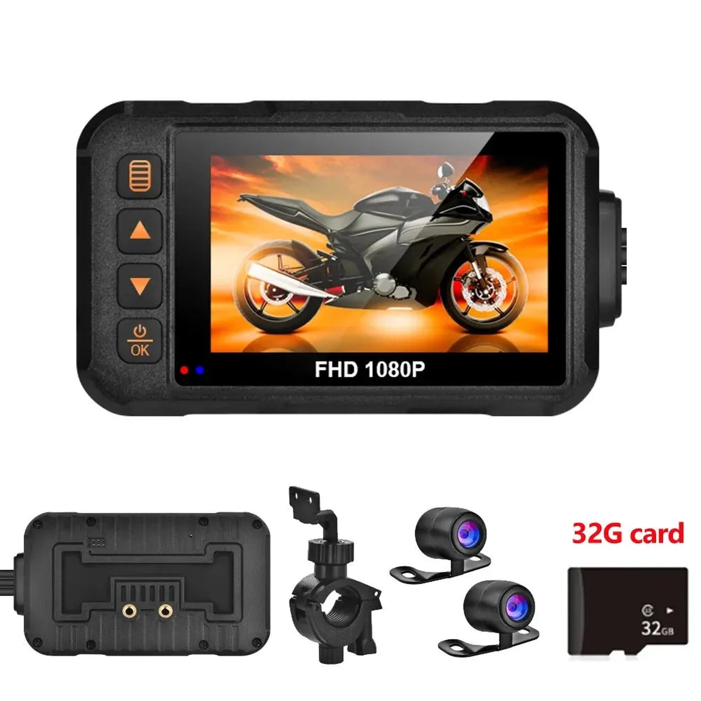 TREKVAULT VISION-RIDE 1080P Dual Lens Motorcycle Dash Cam – Front & Rear Waterproof Camera