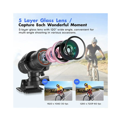 TrekVaultGear Ultra HD 1080P Action Camera – Waterproof Helmet Cam with 120° Wide Angle, 60FPS, Shockproof Design for Biking, Sports & Outdoor Adventure