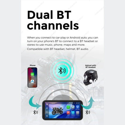 Portable 6.25 inch IP67 Waterproof Motorcycle GPS Navigation Wireless Carplay Android Auto DVR Drive Recorder Moto Monitor WIFI