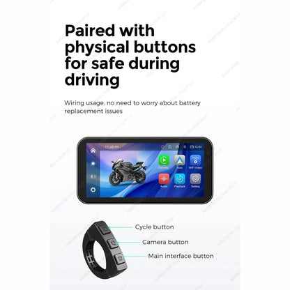 Portable 6.25 inch IP67 Waterproof Motorcycle GPS Navigation Wireless Carplay Android Auto DVR Drive Recorder Moto Monitor WIFI