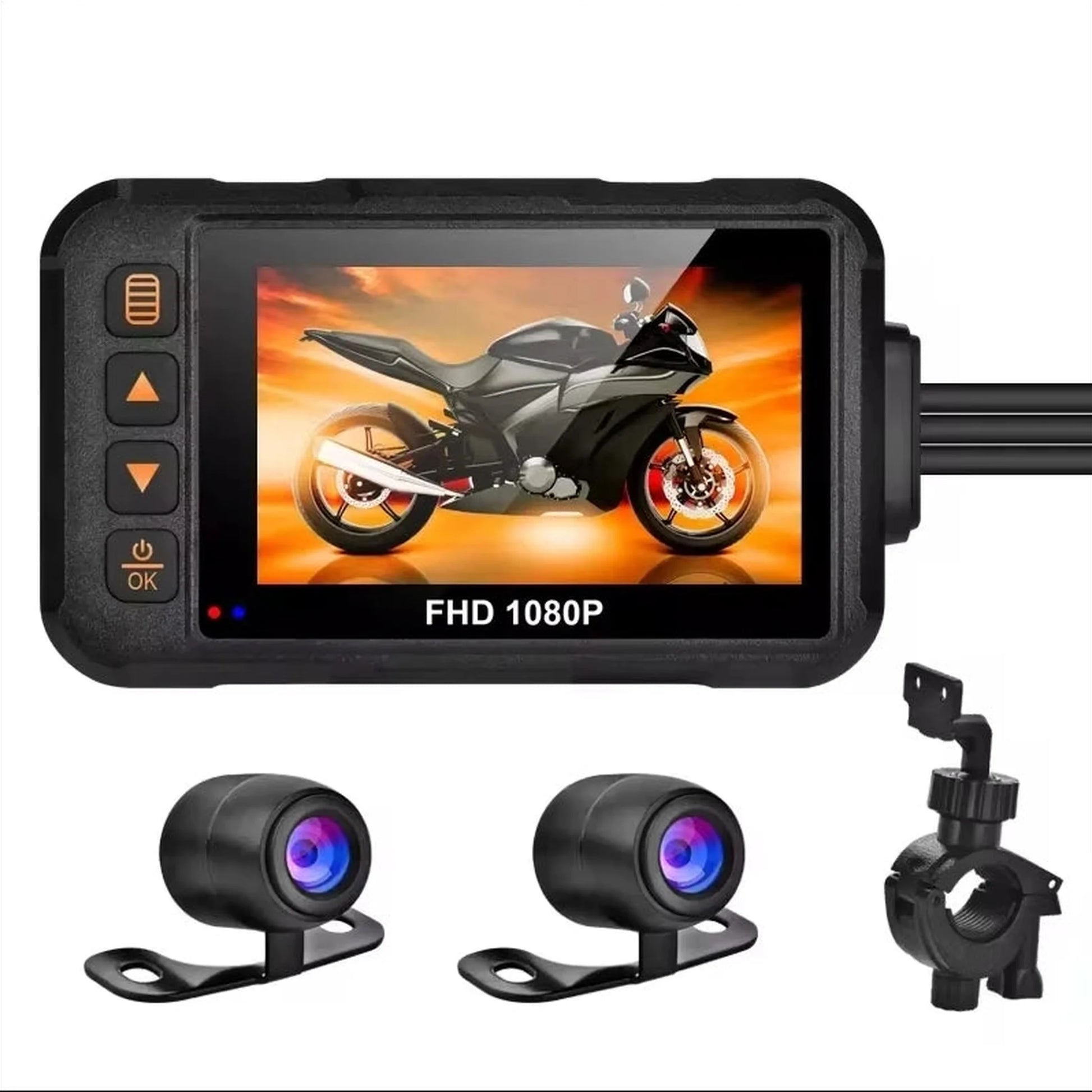 TREKVAULT VISION-RIDE 1080P Dual Lens Motorcycle Dash Cam – Front & Rear Waterproof Camera