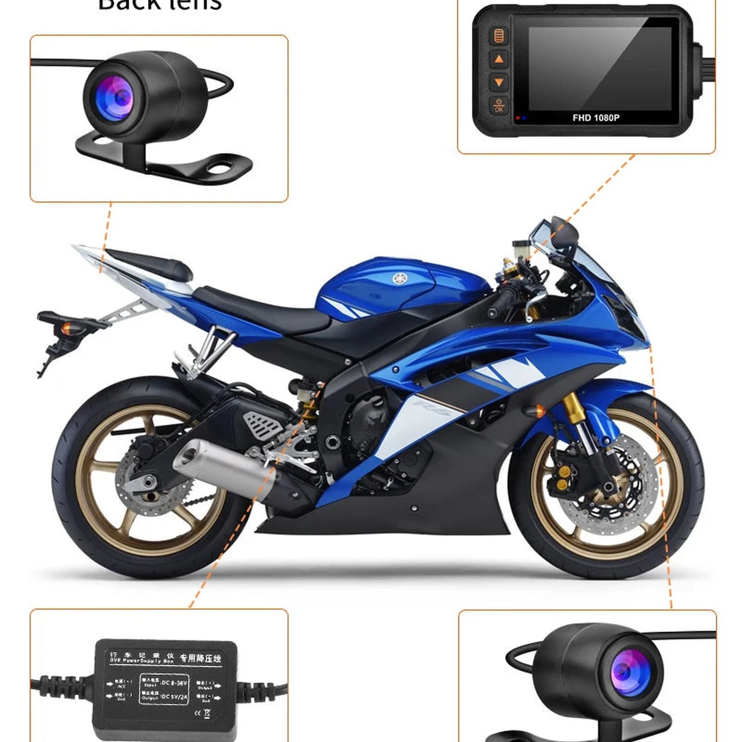 TREKVAULT VISION-RIDE 1080P Dual Lens Motorcycle Dash Cam – Front & Rear Waterproof Camera
