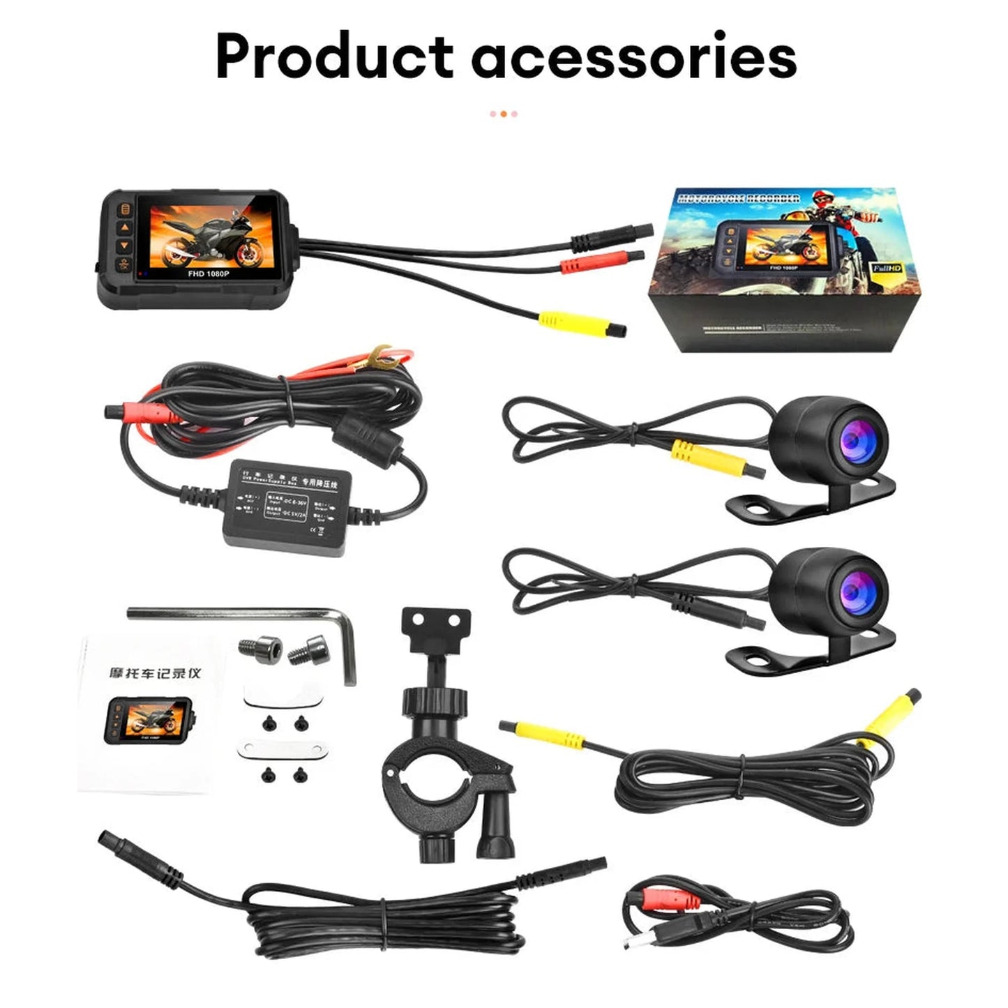 TREKVAULT VISION-RIDE 1080P Dual Lens Motorcycle Dash Cam – Front & Rear Waterproof Camera